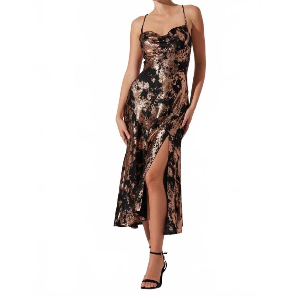 ASTR the label gaia metallic maxi dress